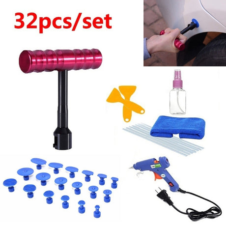32 in 1 Auto Car Metal PDR Dent Lifter-Glue Puller Tab Hail Removal Paintless Car Dent Repair Tools Kit - LYDARZ