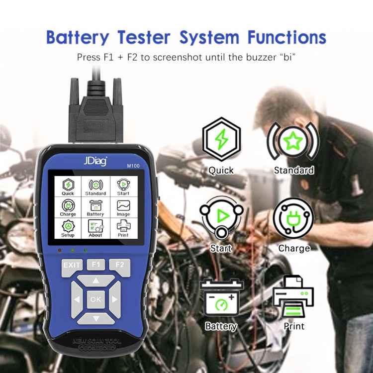 JDiag M100 Motorcycles 2 in1 OBD Scanner Battery Tester, Simplified Version, JDiag M100 Simplified Version