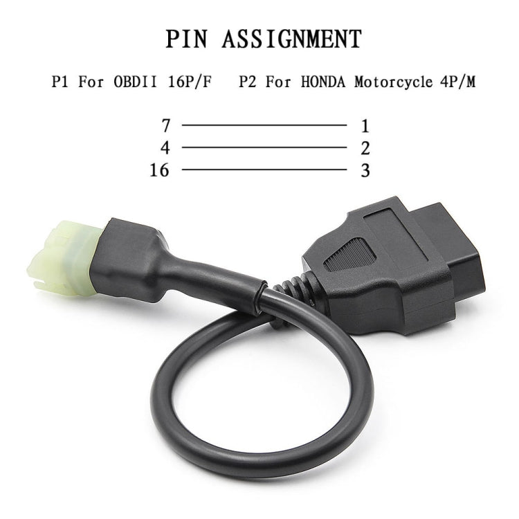 Motorcycle OBD 16PIN Female to 4PIN Connector Cable for Honda, 16PIN to 4PIN - LYDARZ