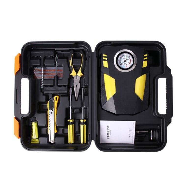 Car 12V Portable Inflatable Cylinder Pedal Pointer Air Pump with Light & Tool Box, Pointer with Tool Box - LYDARZ