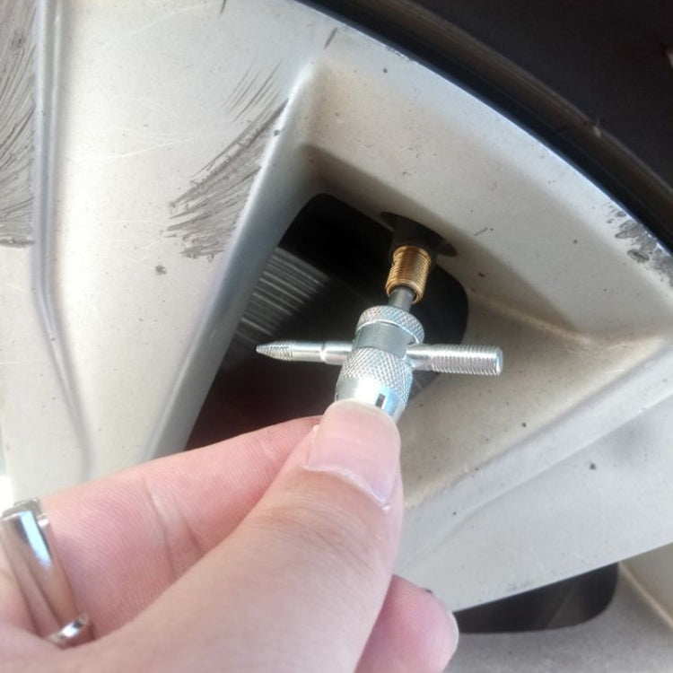 Herramienta extractora de válvulas de neumáticos 4 en 1 con 6 válvulas para maletero de coche y motocicleta.