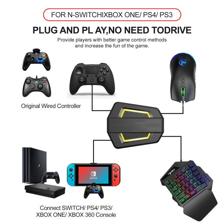 HXSJ P6+V100+A883 Keyboard Mouse Converter + One-handed Keyboard + Gaming Mouse Set - LYDARZ