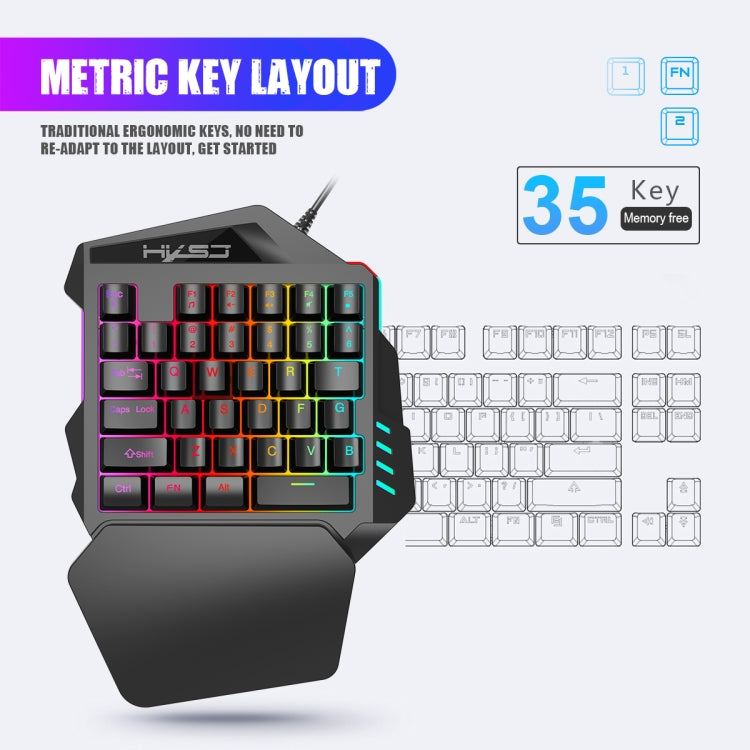 Conjunto convertidor de teclado y ratón HXSJ P8+V100+J900 con teclado de una mano y ratón de programación para juegos