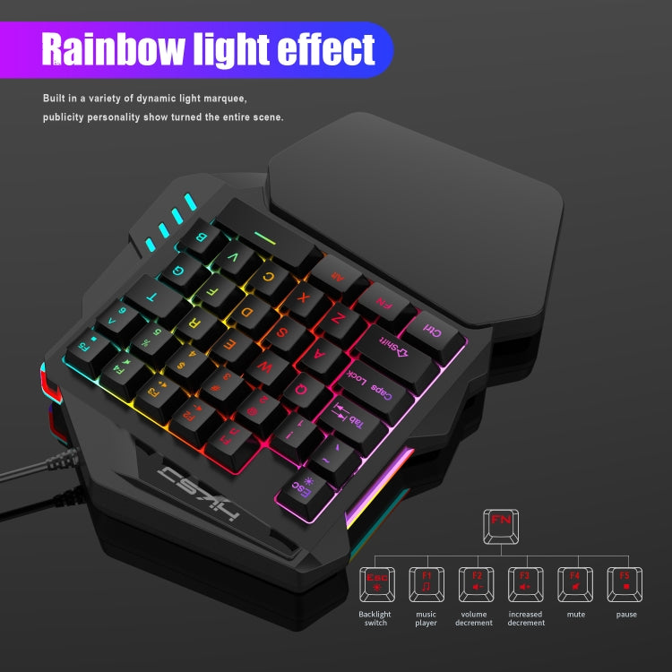 Conjunto convertidor de teclado y ratón HXSJ P8+V100+J900 con teclado de una mano y ratón de programación para juegos