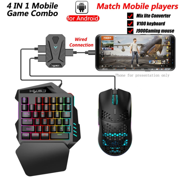 HXSJ V100+A883+P8 One-handed Keyboard + Programming Gaming Mouse + Keyboard Mouse Converter Set - LYDARZ