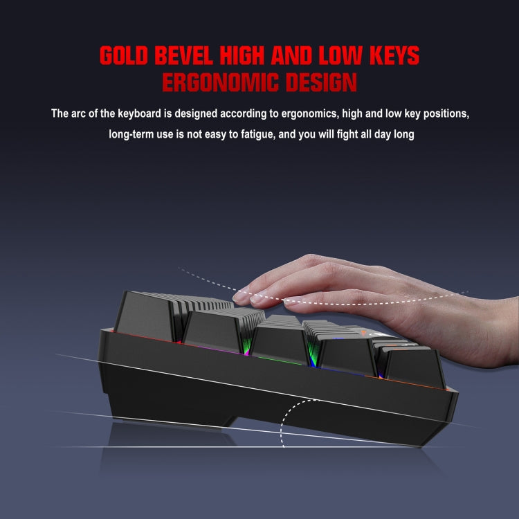 HXSJ L800 61 Tasten Bluetooth 5.0 / 2.4G Wireless / Typ-C Kabelgebundene mechanische Tastatur mit drei Modi