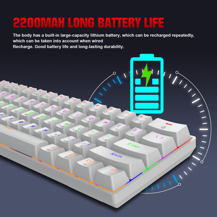 HXSJ L800 Mechanical Keyboard - 61 Keys Bluetooth 5.0, 2.4G Wireless & Type-C Wired Modes