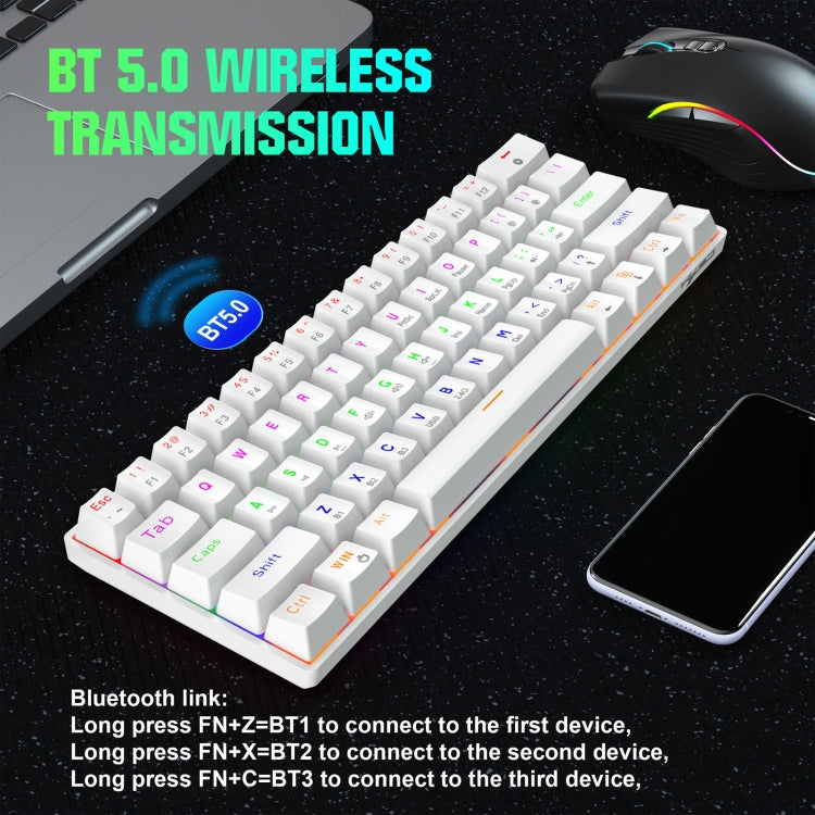 HXSJ L800 61 Tasten Bluetooth 5.0 / 2.4G Wireless / Typ-C Kabelgebundene mechanische Tastatur mit drei Modi