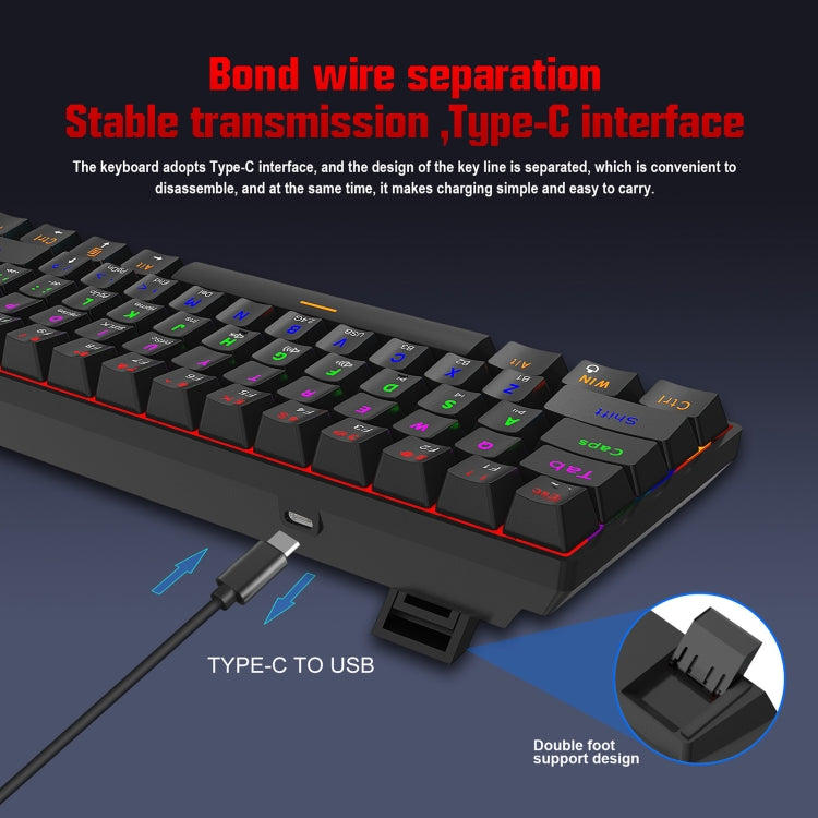 HXSJ L800 61 Tasten Bluetooth 5.0 / 2.4G Wireless / Typ-C Kabelgebundene mechanische Tastatur mit drei Modi