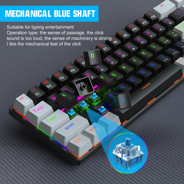 HXSJ V800 Mechanical Keyboard - 68 Keys Type-C Wired Cool Backlight