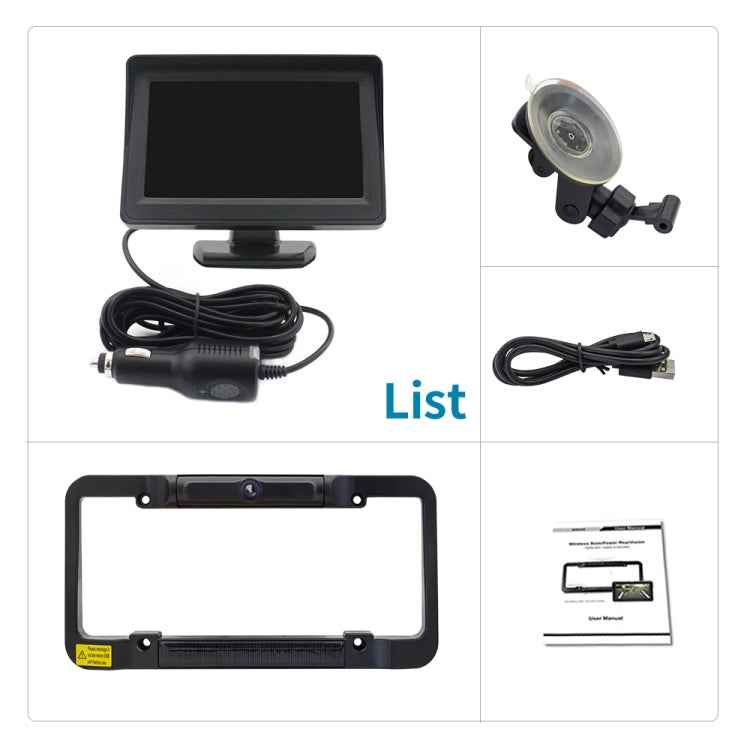 PZ620-W Car 4.3-inch Digital USA Frame Solar Wireless Reversing Image, PZ620-W