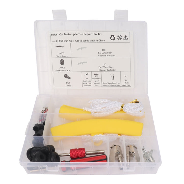 31 in 1 Tire Repair Tool Kit with Red Protective Cover - Complete Solution for Car Tire Care