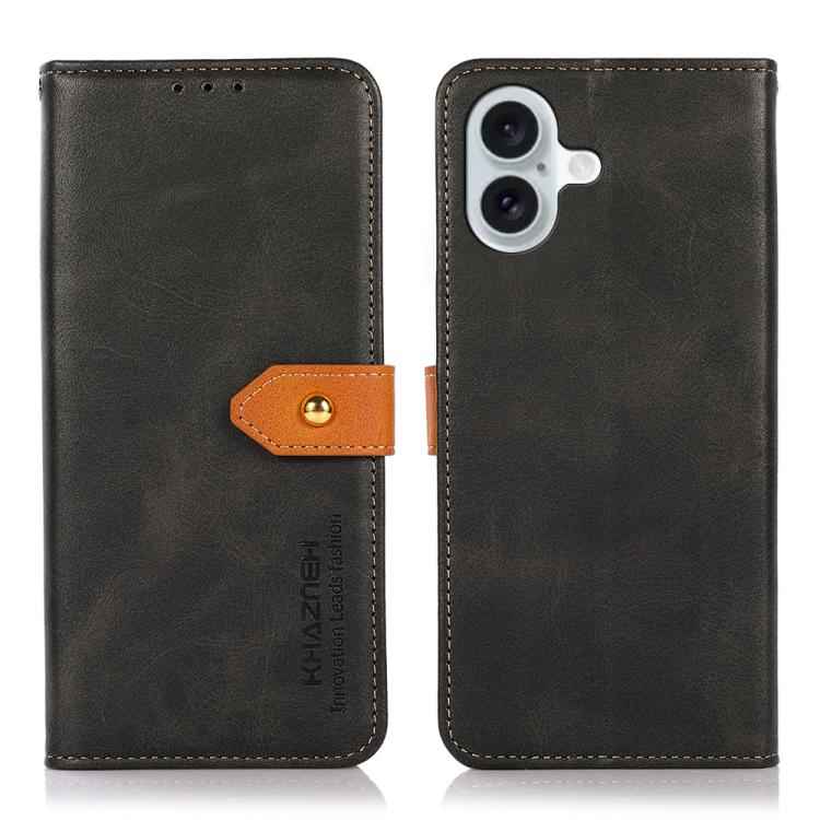 KHAZNEH Dual-color Cowhide Texture Flip Leather Phone Case
