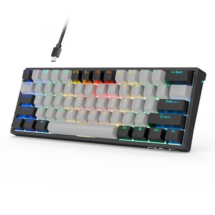 Teclado mecánico AULA F3261 RGB - Tipo C, con cable, 61 teclas intercambiables en caliente e iluminación RGB