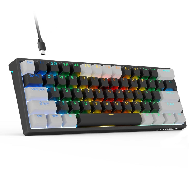 Teclado mecánico AULA F3261 RGB - Tipo C, con cable, 61 teclas intercambiables en caliente e iluminación RGB