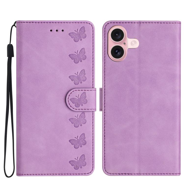 Seven Butterflies Embossed Leather Phone Case