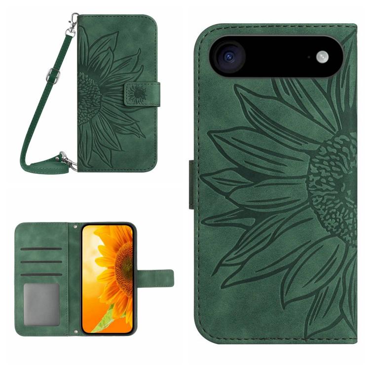 Skin Feel Sun Flower Embossed Flip Leather Phone Case with Lanyard