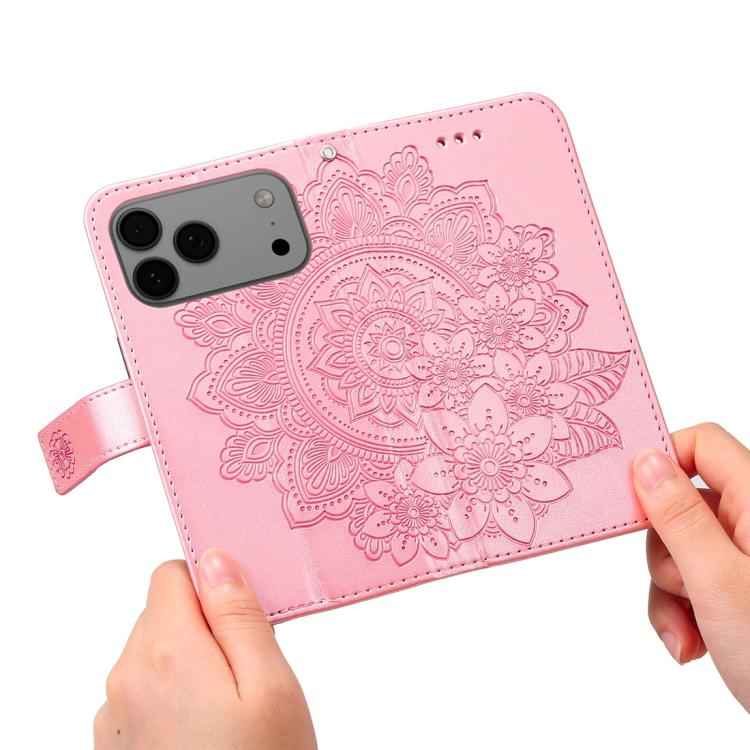 Seven-petal Flowers Embossing Leather Phone Case