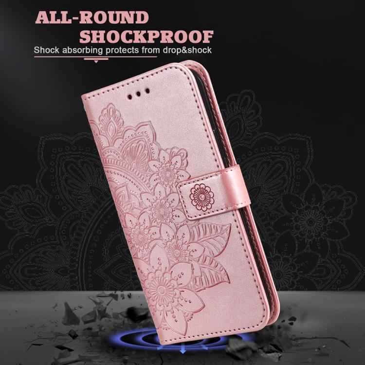 Seven-petal Flowers Embossing Leather Phone Case