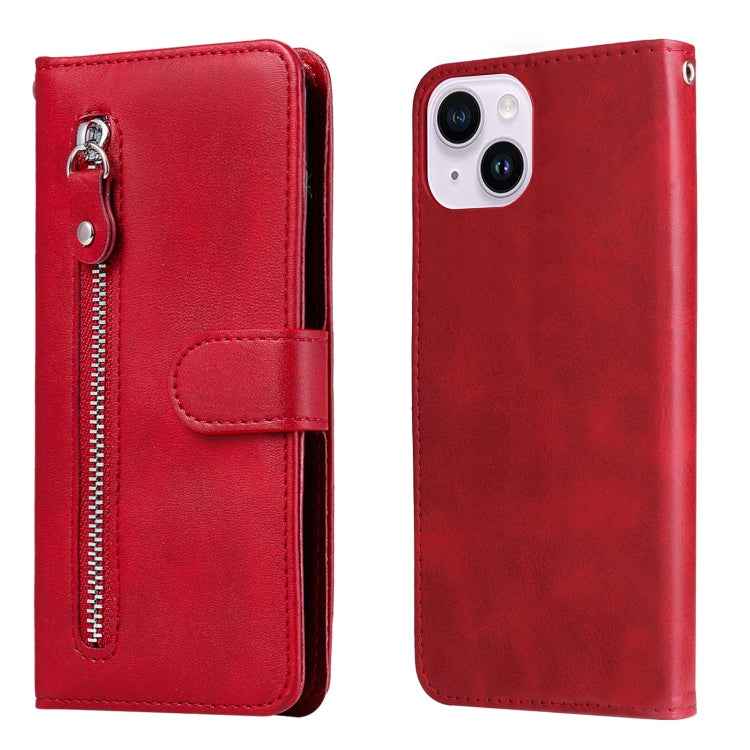 Fashion Calf Texture Zipper Leather Phone Case, For iPhone 15