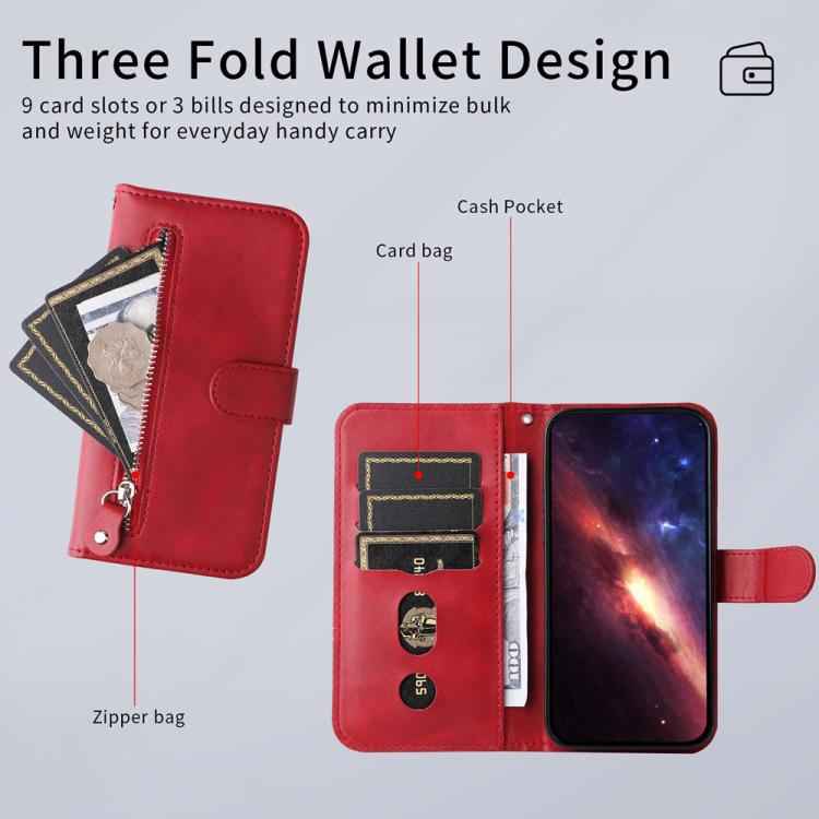 Fashion Calf Texture Zipper Leather Phone Case