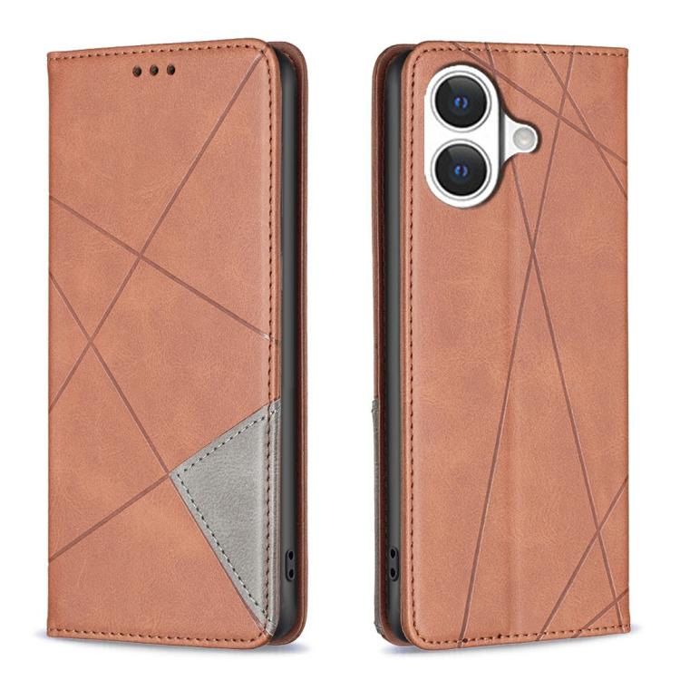 Rhombus Texture Magnetic Leather Phone Case