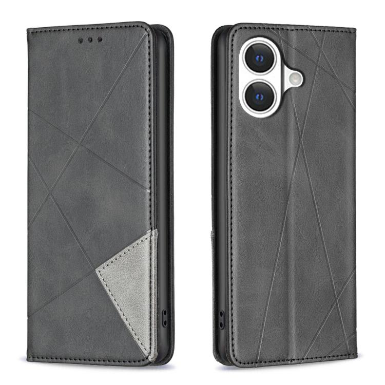 Rhombus Texture Magnetic Leather Phone Case