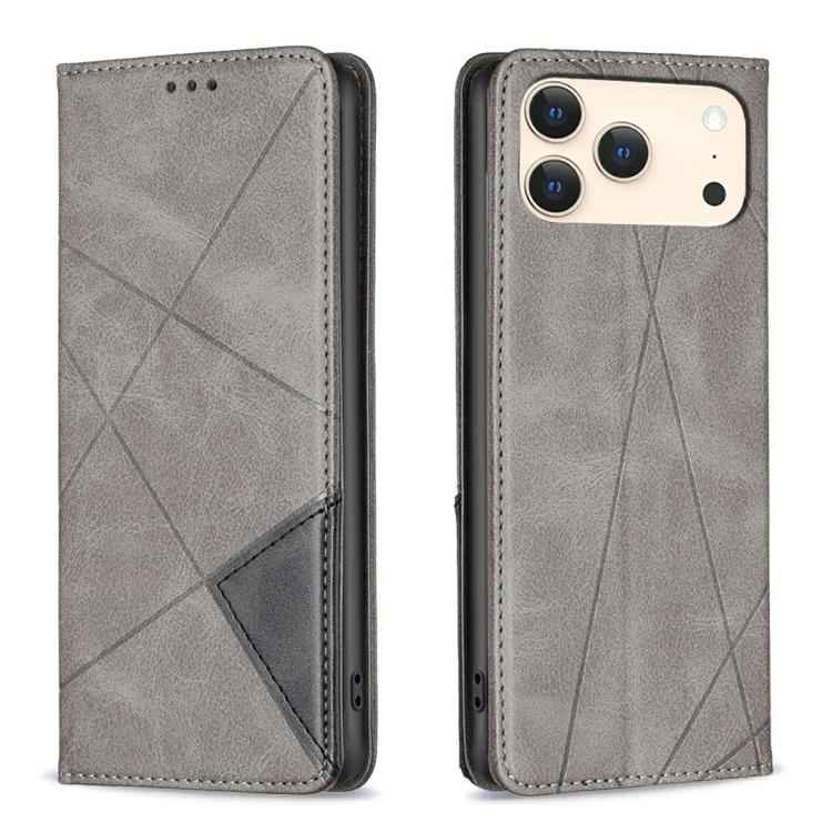 Rhombus Texture Magnetic Leather Phone Case