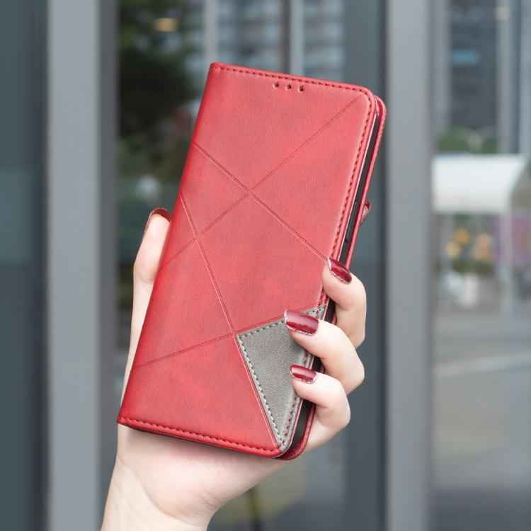 Rhombus Texture Magnetic Leather Phone Case