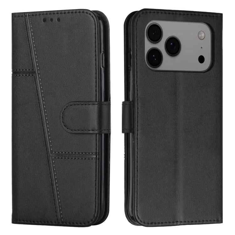 Stitching Calf Texture Buckle Leather Phone Case