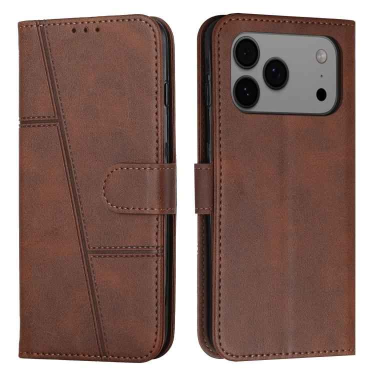 Stitching Calf Texture Buckle Leather Phone Case
