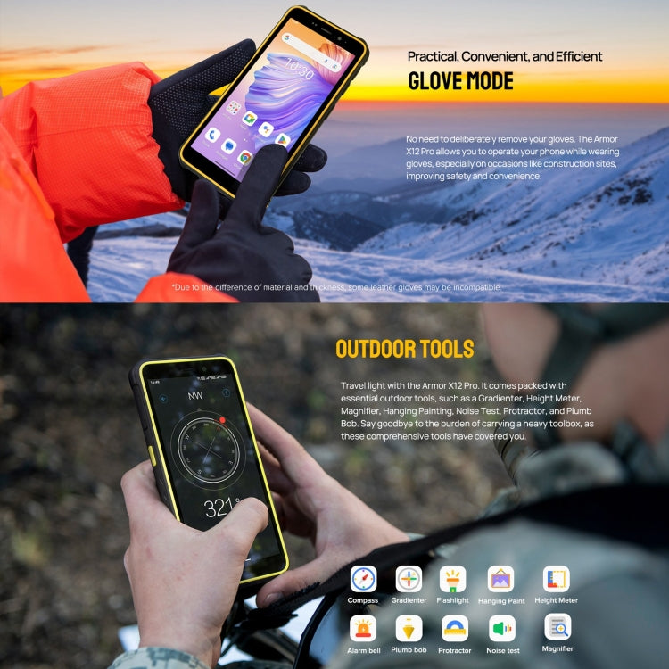 Teléfono robusto Ulefone Armor X12 Pro: resistente al agua IP68/IP69K, pantalla de 5,45", Android 14, MediaTek Helio G36, 4 GB de RAM, 64 GB de almacenamiento, 4G, NFC