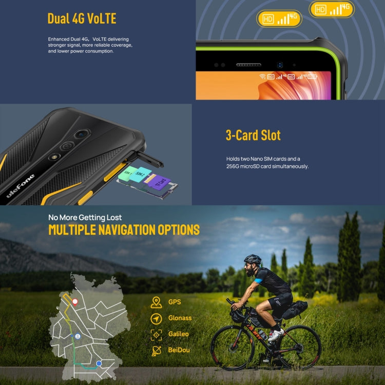 Teléfono robusto Ulefone Armor X12 Pro: resistente al agua IP68/IP69K, pantalla de 5,45", Android 14, MediaTek Helio G36, 4 GB de RAM, 64 GB de almacenamiento, 4G, NFC