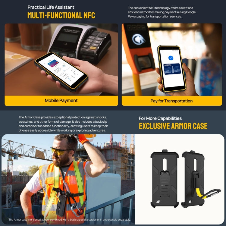 Teléfono robusto Ulefone Armor X12 Pro: resistente al agua IP68/IP69K, pantalla de 5,45", Android 14, MediaTek Helio G36, 4 GB de RAM, 64 GB de almacenamiento, 4G, NFC