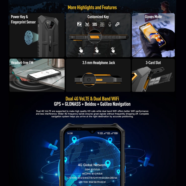 Ulefone Armor X13 rugged smartphone - IP68/IP69K, Android 13, 6GB RAM, 64GB Storage, MediaTek Helio G36, 4G, NFC, OTG Features
