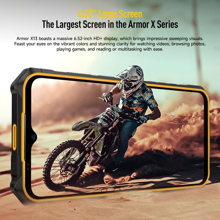 Ulefone Armor X13 rugged smartphone - IP68/IP69K, Android 13, 6GB RAM, 64GB Storage, MediaTek Helio G36, 4G, NFC, OTG Features