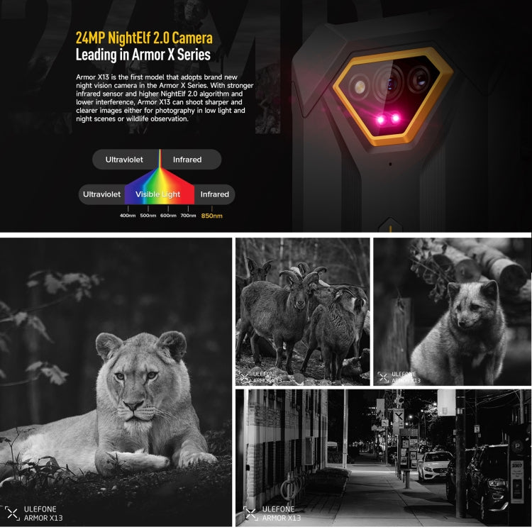 Ulefone Armor X13 rugged smartphone - IP68/IP69K, Android 13, 6GB RAM, 64GB Storage, MediaTek Helio G36, 4G, NFC, OTG Features