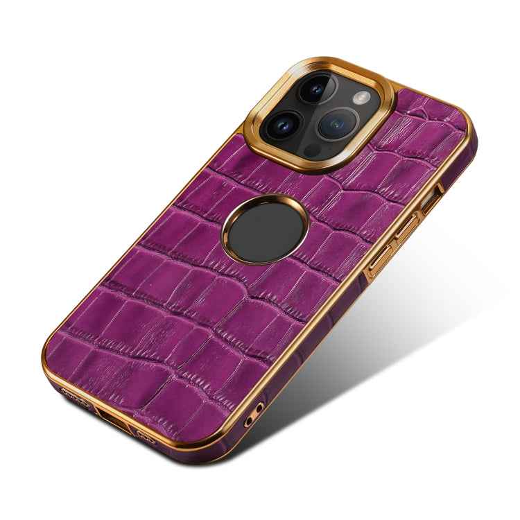 Denior Crocodile Texture Genuine Leather Electroplating Phone Case