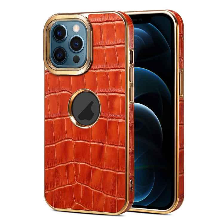 Denior Crocodile Texture Genuine Leather Electroplating Phone Case