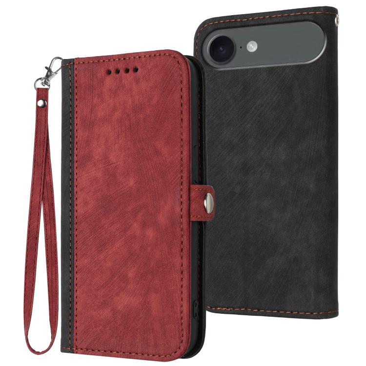Side Buckle Double Fold Hand Strap Leather Phone Case