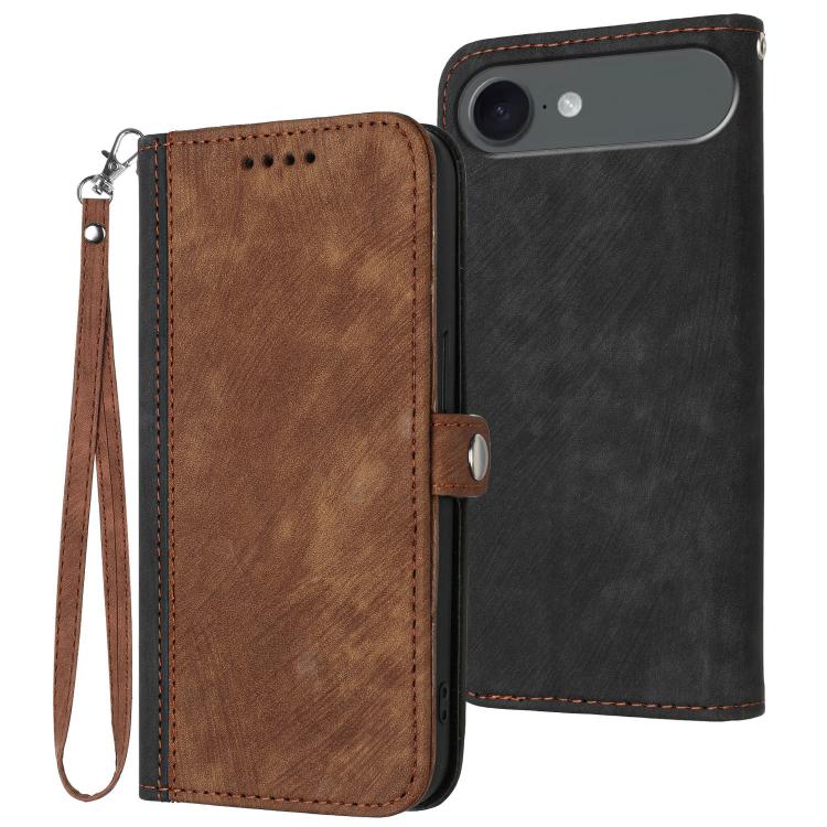 Side Buckle Double Fold Hand Strap Leather Phone Case
