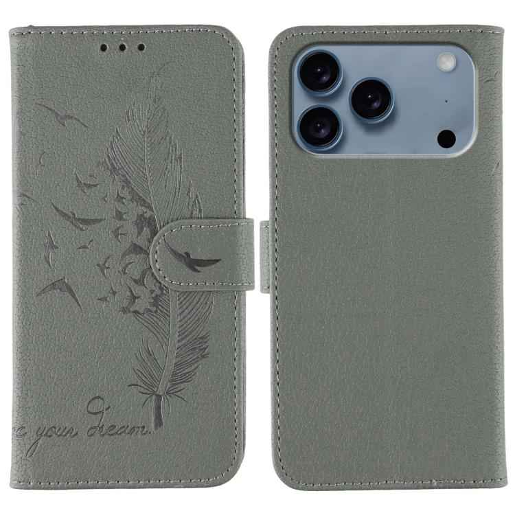 Feather Pattern Litchi Texture Leather Phone Case