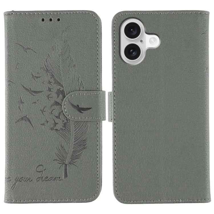Feather Pattern Litchi Texture Leather Phone Case
