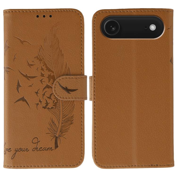 Feather Pattern Litchi Texture Leather Phone Case