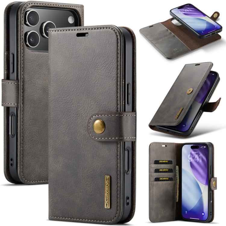 DG.MING Crazy Horse Texture Detachable Magnetic Leather Phone Case