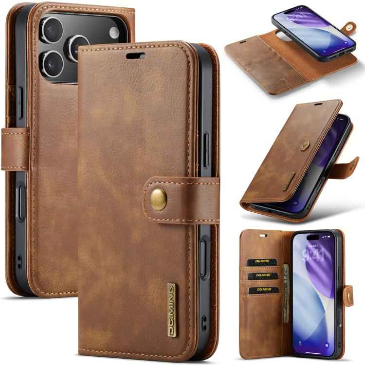 DG.MING Crazy Horse Texture Detachable Magnetic Leather Phone Case