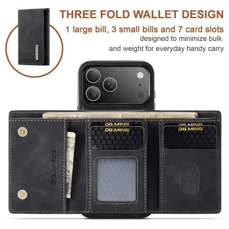 DG.MING M1 Series 3-Fold Multi Card Wallet Leather Phone Case