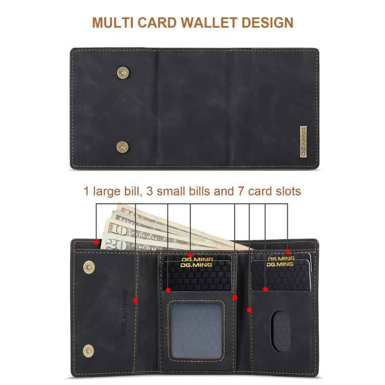 DG.MING M1 Series 3-Fold Multi Card Wallet Leather Phone Case
