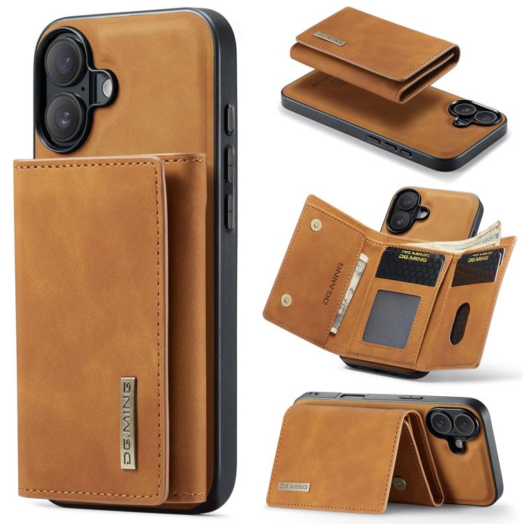 DG.MING M1 Series 3-Fold Multi Card Wallet Leather Phone Case