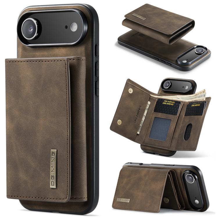 DG.MING M1 Series 3-Fold Multi Card Wallet Leather Phone Case